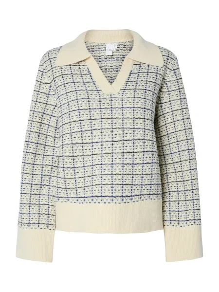 YAS Pulover crem / bleumarin negru