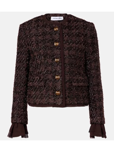 Geacă Veronica Beard din tweed bordo
