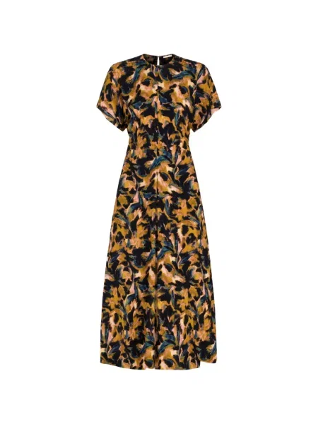 Rochie maxi Marie Oliver cu imagine cu imprimeu abstract galben
