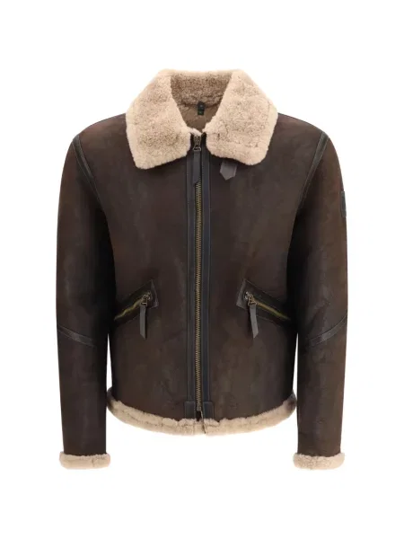 Geacă Belstaff din piele de oaie maro