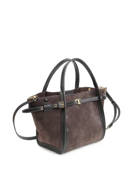 Geantă shopper Tod's din piele de căprioară maro