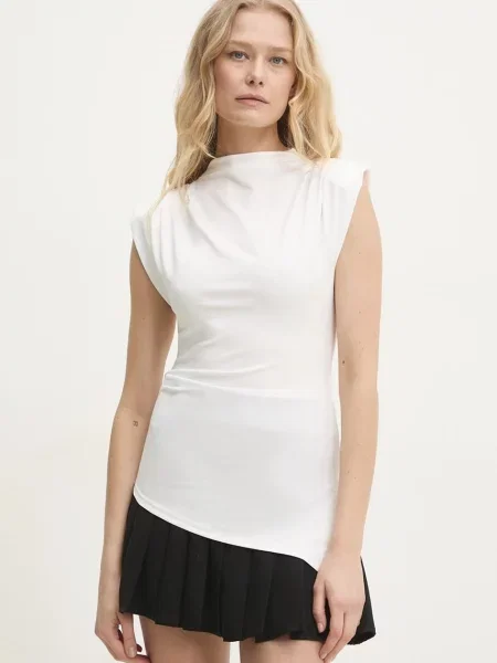 Топ Answear Lab с ниско поло бяло