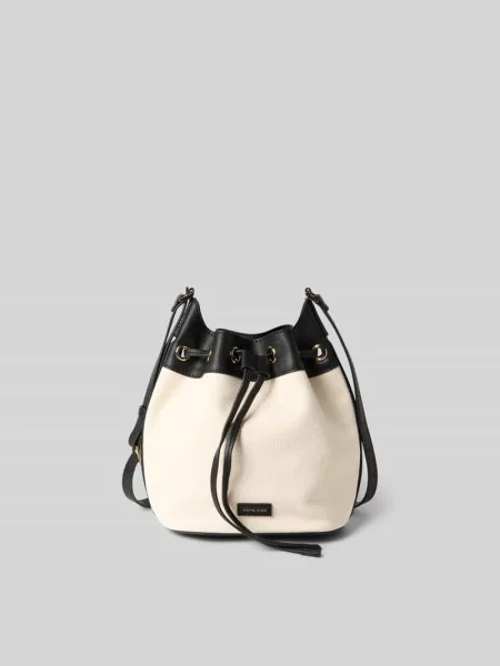 Torebka typu Bucket Bag z naszywką z logo Anine Bing beżowy