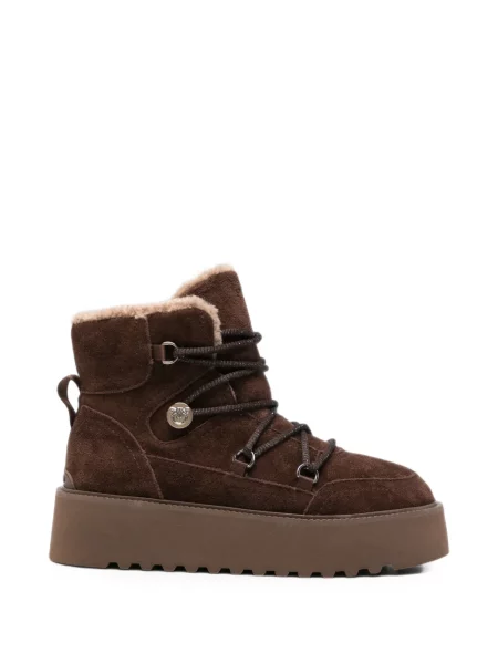 Botine Pinko din piele de căprioară cu platformă maro