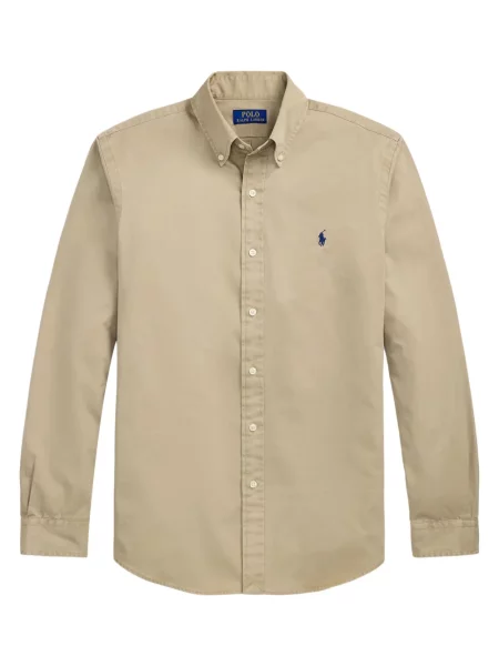 Tricou Polo Ralph Lauren din piele cu broderie în carouri maro