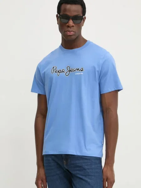 Тениска Pepe Jeans DORIAN TEE лилаво с принт виолетово