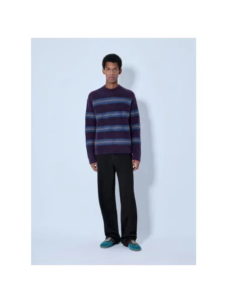 Sweter Dries Van Noten wełniany z paskiem fioletowy