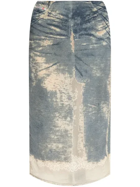 Fustă din denim Diesel albastru