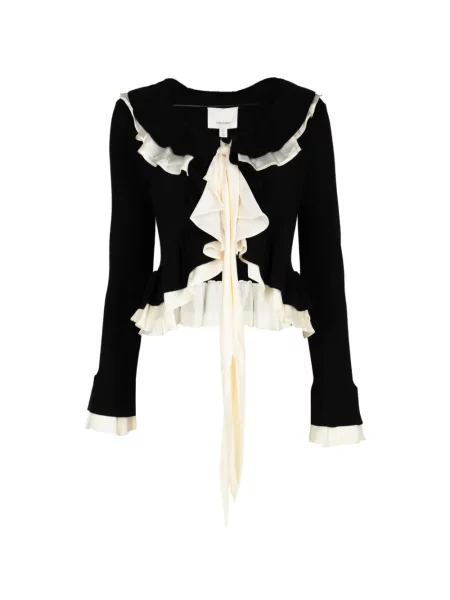 Cardigan Cinq A Sept cu volane negru