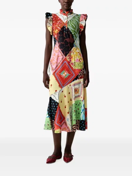 Rochie midi Never Fully Dressed cu volane galben