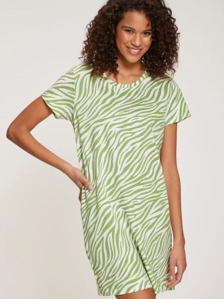 VIVANCE Rochie verde iarbă / negru alb