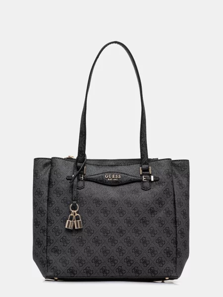 Lniana torebka Guess czarna