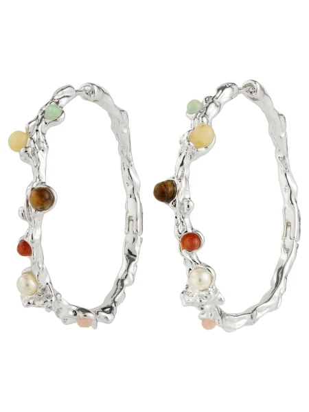 Pilgrim Uhani Iris rumena srebrna rdeča