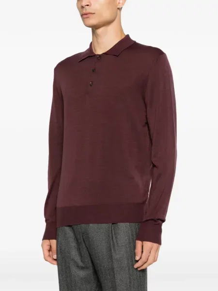 Tricou polo Canali de lână roșu