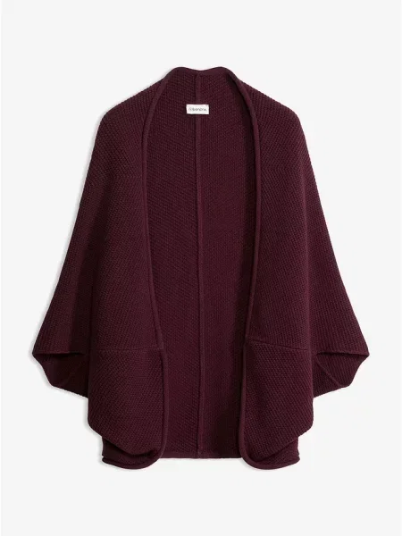 Sweter-peleryna rozpinany czerwony