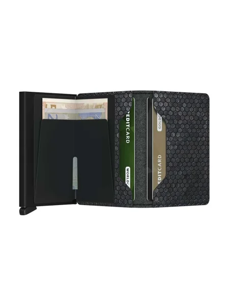 Kožená peněženka Secrid Slimwallet Hexagon Black černá