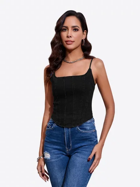 Imily Bela Top denim čierny