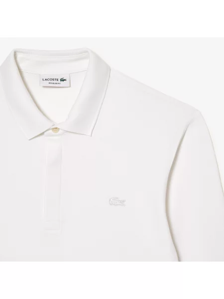 Lacoste Koszulka Polo Z Długim Rękawem Z Elastycznej Bawełny Smart Paris biała