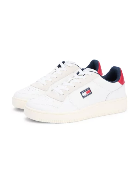 Tommy Jeans Rövid szárú sportcipők RETRO BASKET bézs / tengerészkék / bíbor fehér