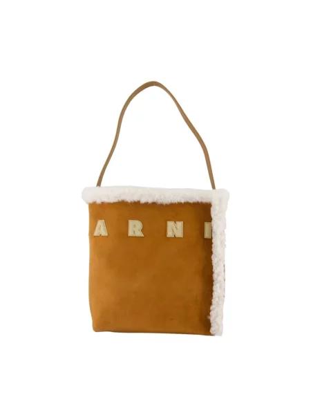 Mała mały shopperka Marni skórzana brązowa