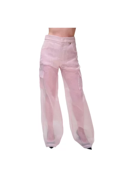 Spodnie cargo Gaëlle Paris z organzy różowe