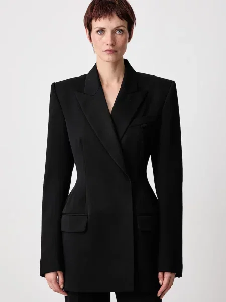 MUGLER sacou cu două rânduri de din lână pentru femei