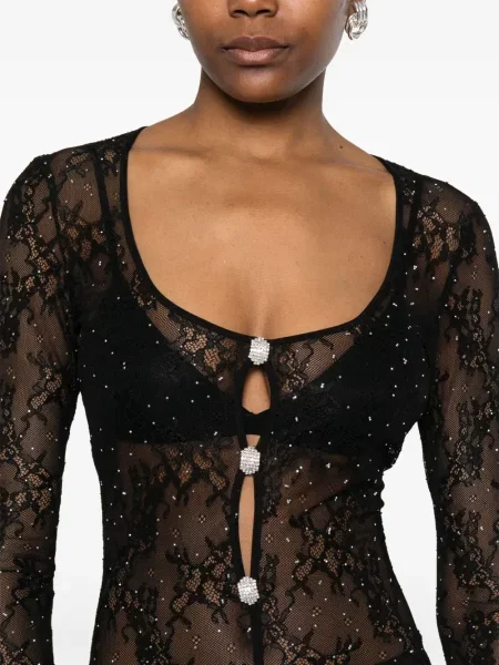 Rochie Nissa din dantelă de costum negru