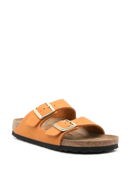Papuci Birkenstock din piele de căprioară portocaliu