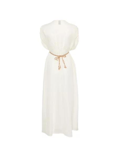 Rochie maxi 120% Lino cu legături țesută