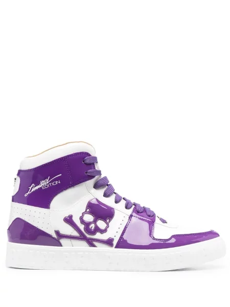 Sneakerși Philipp Plein cu șireturi din dantelă violet