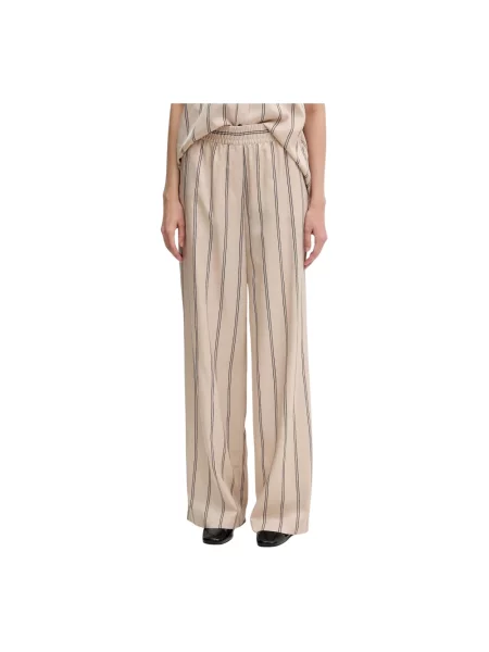 Marc Aurel spodnie szerokie high waist beżowy
