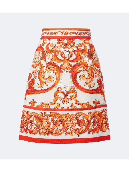 Fustă Dolce&gabbana de in cu imagine portocaliu