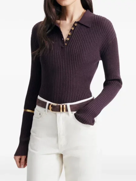 Lung tricou polo Vanessa Bruno tricotate maro