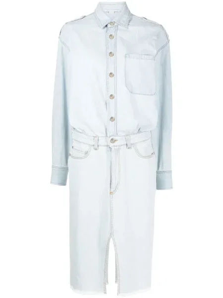 Rochie din denim Stella Mccartney albastru