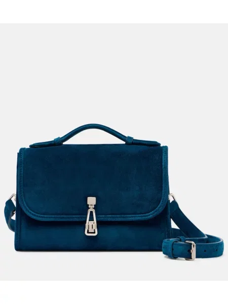 Geanta crossbody Gabriela Hearst din piele de căprioară albastru