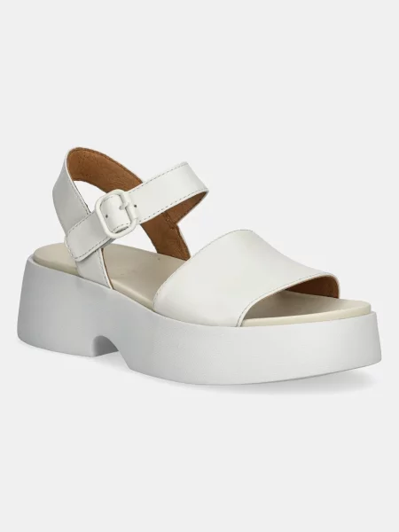 Кожени сандали Camper Tasha с платформа бяло