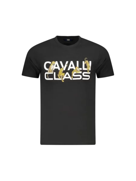Krótka koszulka Cavalli Class z krótkim rękawem czarna