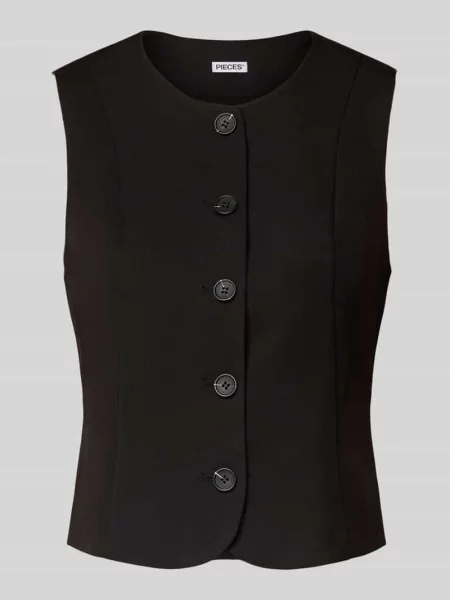 Kamizelka o kroju shaped fit z dodatkiem model KAMIL' Pieces czarna