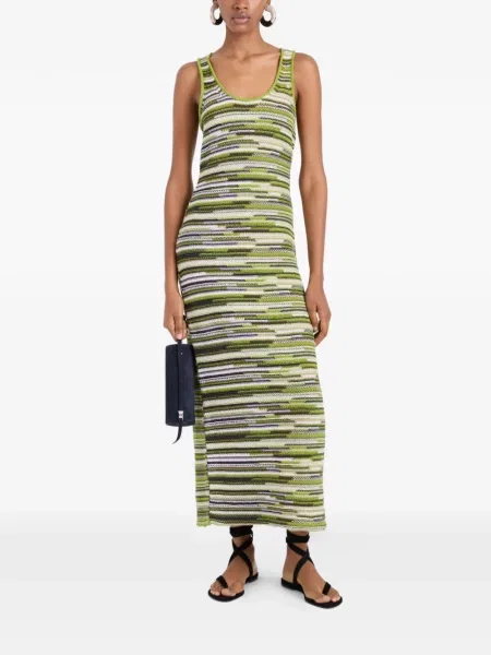 Ριγέ πλεκτή κοστούμι φόρεμα Proenza Schouler White Label λευκό