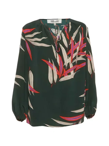 Bluză Dvf Diane Von Furstenberg de mătase cu imagine verde