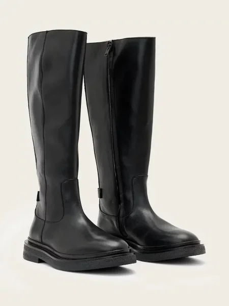 Кожаные сапоги Allsaints черные