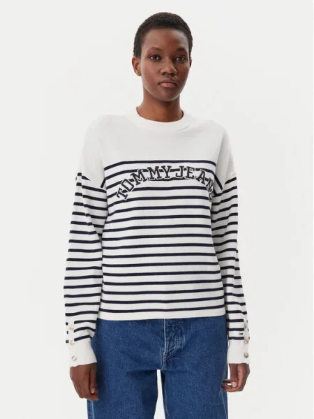 Tommy Jeans Pulover Varsity Écru