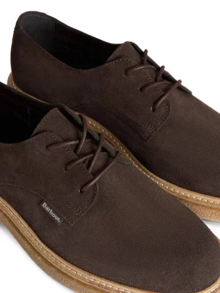 Pantofi derby Barbour din piele de căprioară maro
