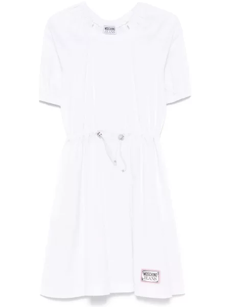 Sukienka jeansowa Moschino Jeans do kolan popelinowa garniturowa biała