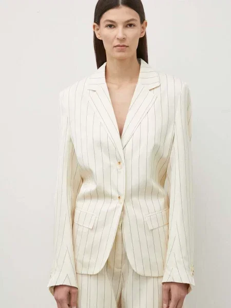 Remain blazer din amestec de in un singur rand de modelator bej