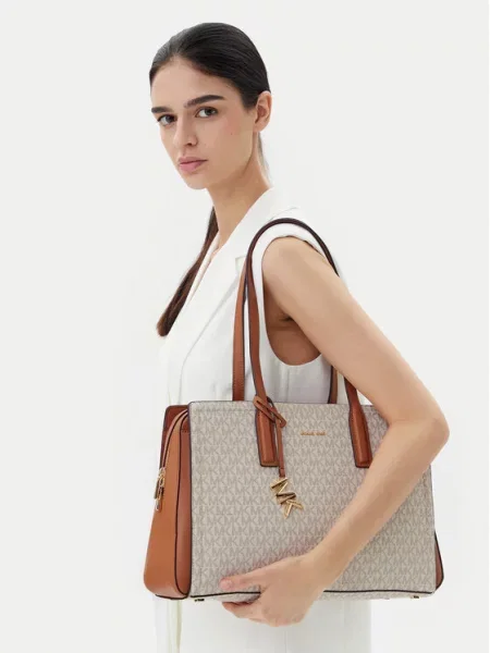 MICHAEL Michael Kors Geantă de umăr maro / gri / lână alb