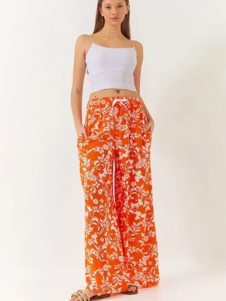 Bianco Lucci Pantaloni portocaliu închis alb