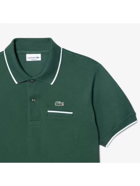 Lacoste Koszulka Polo O Klasycznym Kroju Z Akcentem Na Kieszeni zielony
