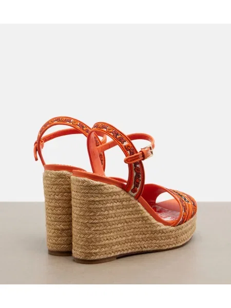Kvetinové espadrilky Dolce&gabbana s výšivkou oranžová