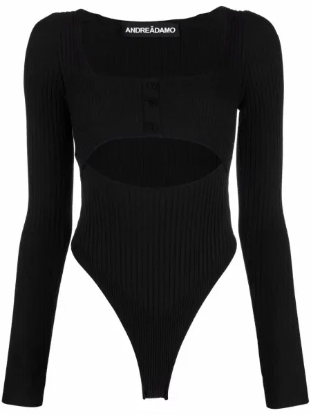 Top Andreadamo prążkowany czarny
